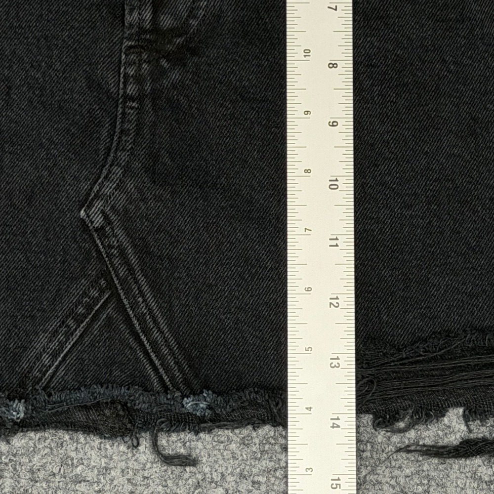 AGOLDE Quinn Denim Mini Skirt 25 / 0 Black Distressed Raw Hem High Rise - Picture 5 of 6